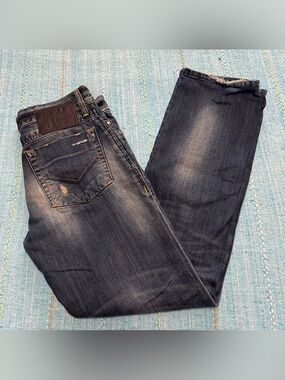 Vintage Slim Fit Men's Dark Blue Energy Jeans - Casual  Denim